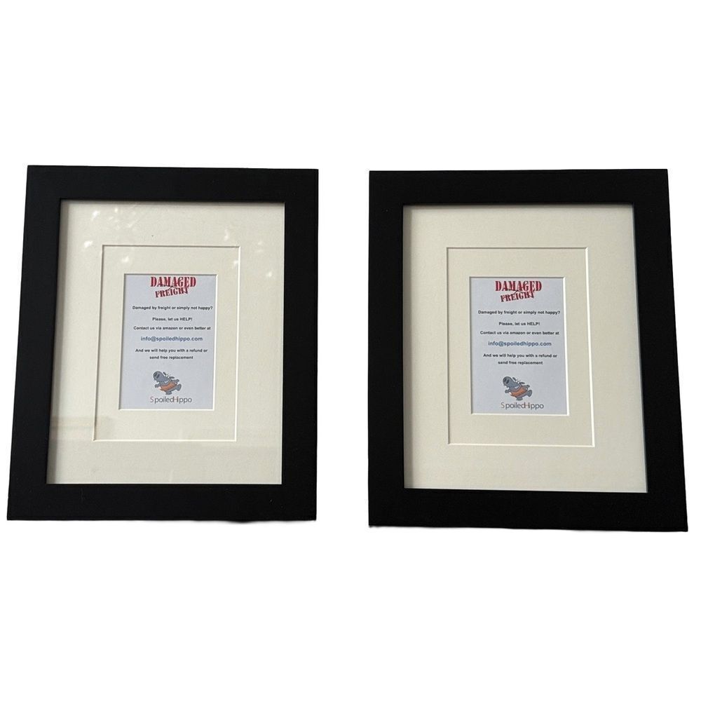 Set of 2 Black Wood Gallery Frames with Mats – 8x10 / 5x7 / 3x5